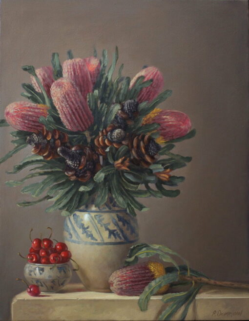 Philip Drummond Banksia Cherries Oil Painting
