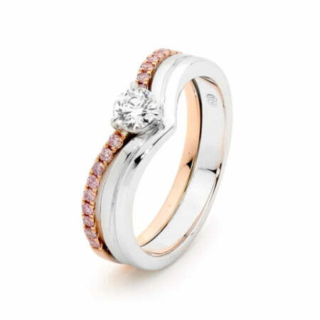 Desert Rose Delicate Curved Argyle Pink Diamond Ring