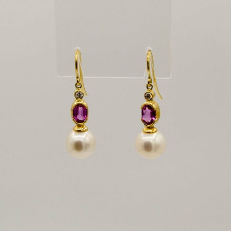 Pink Sapphire And Broome Pearl Earings By Soklich