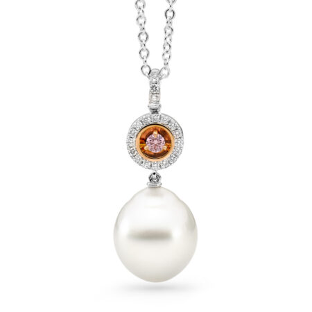 Desert Rose - Dome Pearl & Pink Diamond Pendant