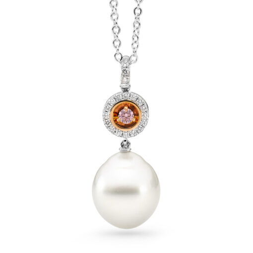 Desert Rose - Dome Pearl & Pink Diamond Pendant
