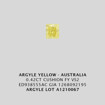 Yec666 0 420ct Cushion Cut Fy Vs2 Argyle Yellow Diamond Lot Au1210067