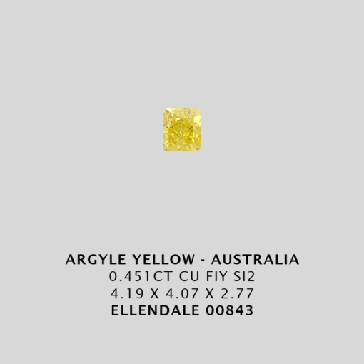 Yec843 0 451ct Cushion Cut Fiy Si2 Argyle Yellow Diamond