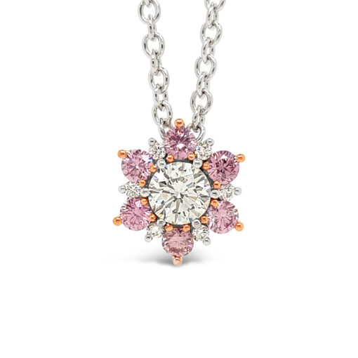 Desert Rose Jewellery 6p Pink Argyle Diamond Flower Pendant