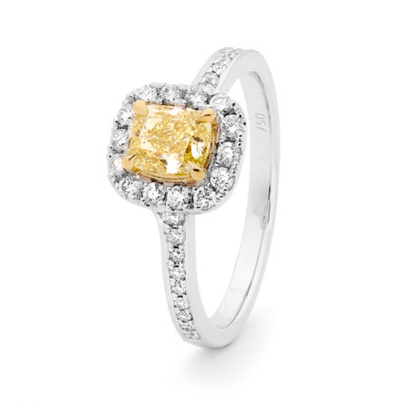 Desert Rose - Yellow Diamond Halo Ring