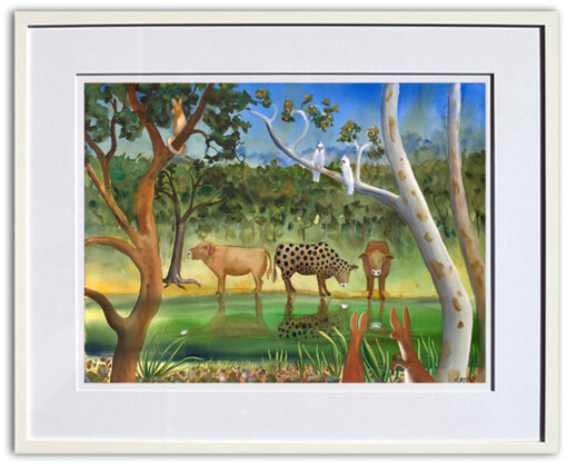 Helen Norton – Three Cows At Waterhole - Image 2