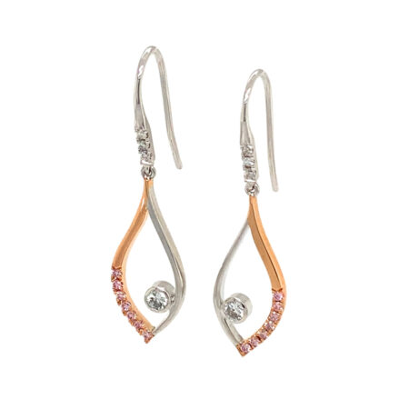 Desert Rose - Elegant Drop Pink Diamond Earrings