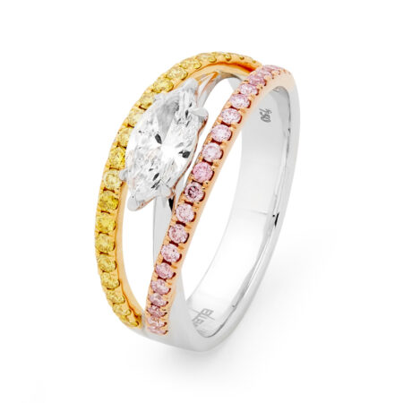 Desert Rose - Yellow Pink Diamond Suspension Ring