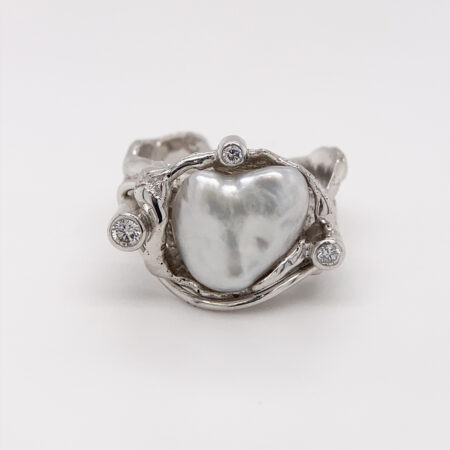 Bespoke Jewellery - Pearl &Amp; Diamond Molten Ring