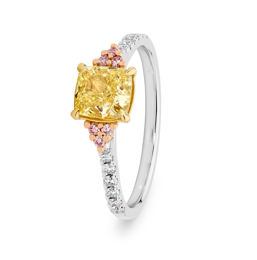 Pink and yellow diamond ring store
