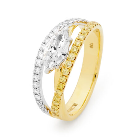 Desert Rose - White Yellow Diamond Suspension Ring
