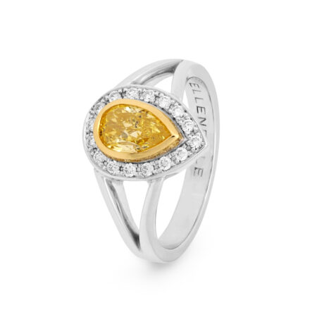 Desert Rose - Yellow Pear Diamond Halo Ring