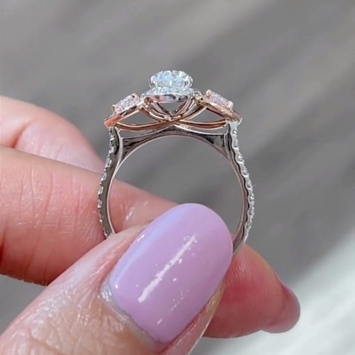 Desert Rose - Opulent Trilogy Pink Argyle Diamond Ring - Image 3