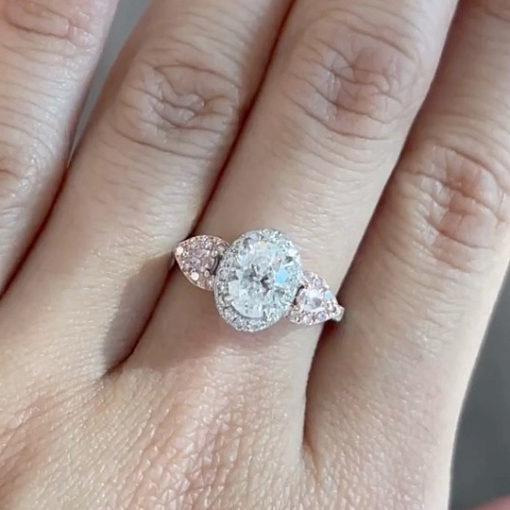 Desert Rose - Opulent Trilogy Pink Argyle Diamond Ring - Image 2