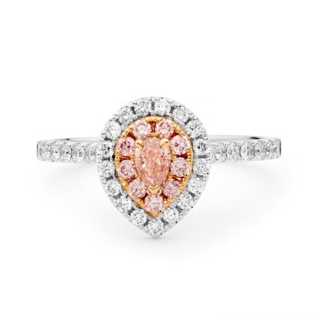 Desert Rose - Pear Pink Diamond Halo Ring