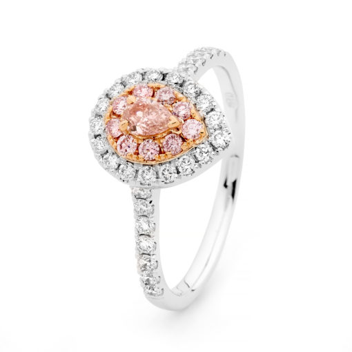 Desert Rose - Pear Pink Diamond Halo Ring - Image 2