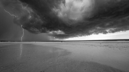 Cable Beach Lightning - Black and White